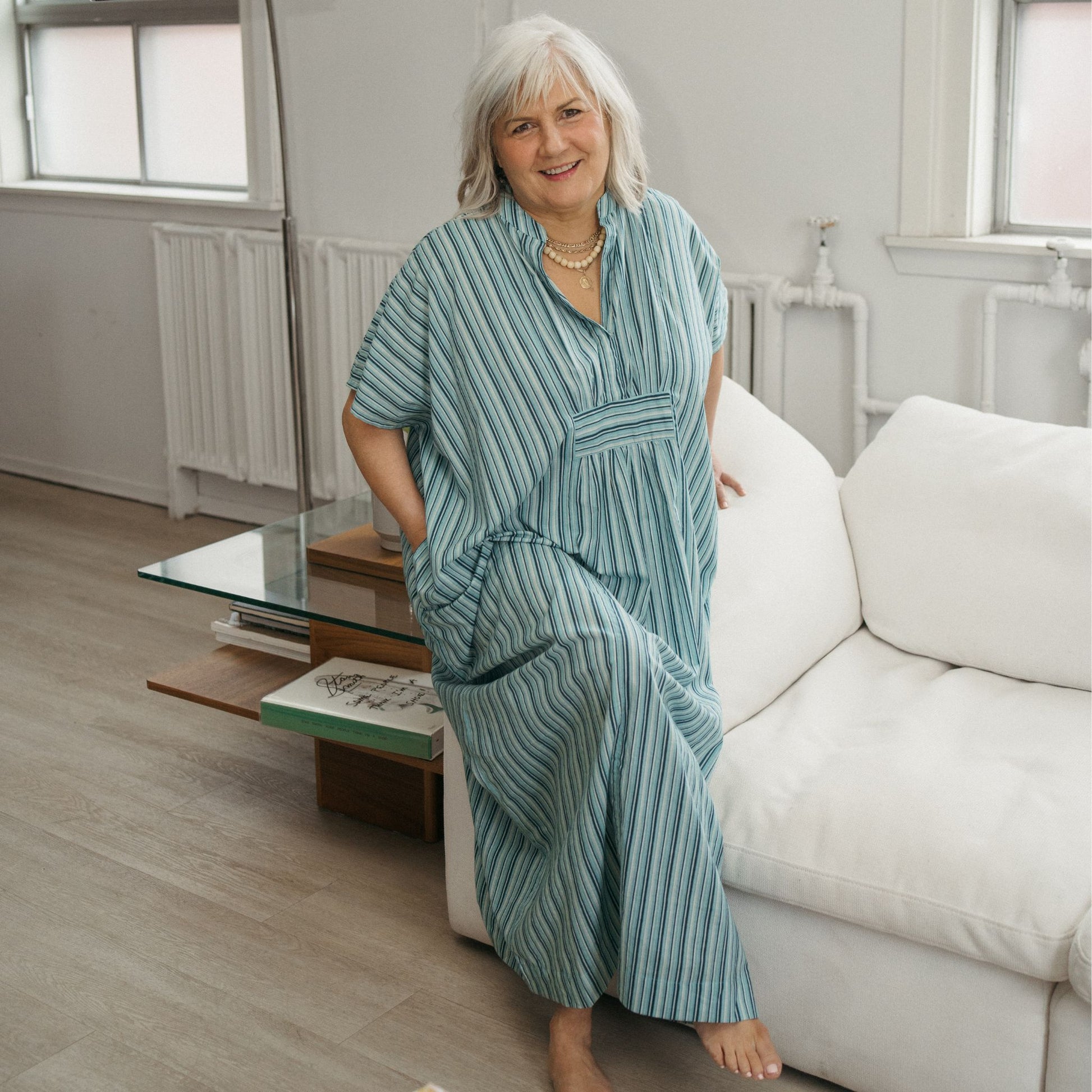 POKOLOKO Sol Kaftan #color_turquoise-stripe