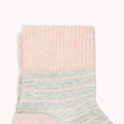 POKOLOKO Striped-Solid Pima Socks - Pack of 2 #color_blush-pima