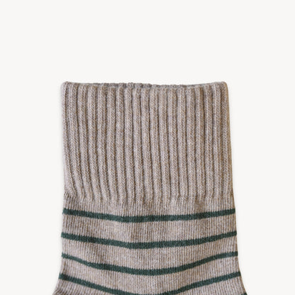 POKOLOKO Striped-Solid Pima Socks - Pack of 2 #color_forest-walnut