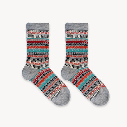 POKOLOKO Crew Alpaca Kids Socks #color_multi-grey