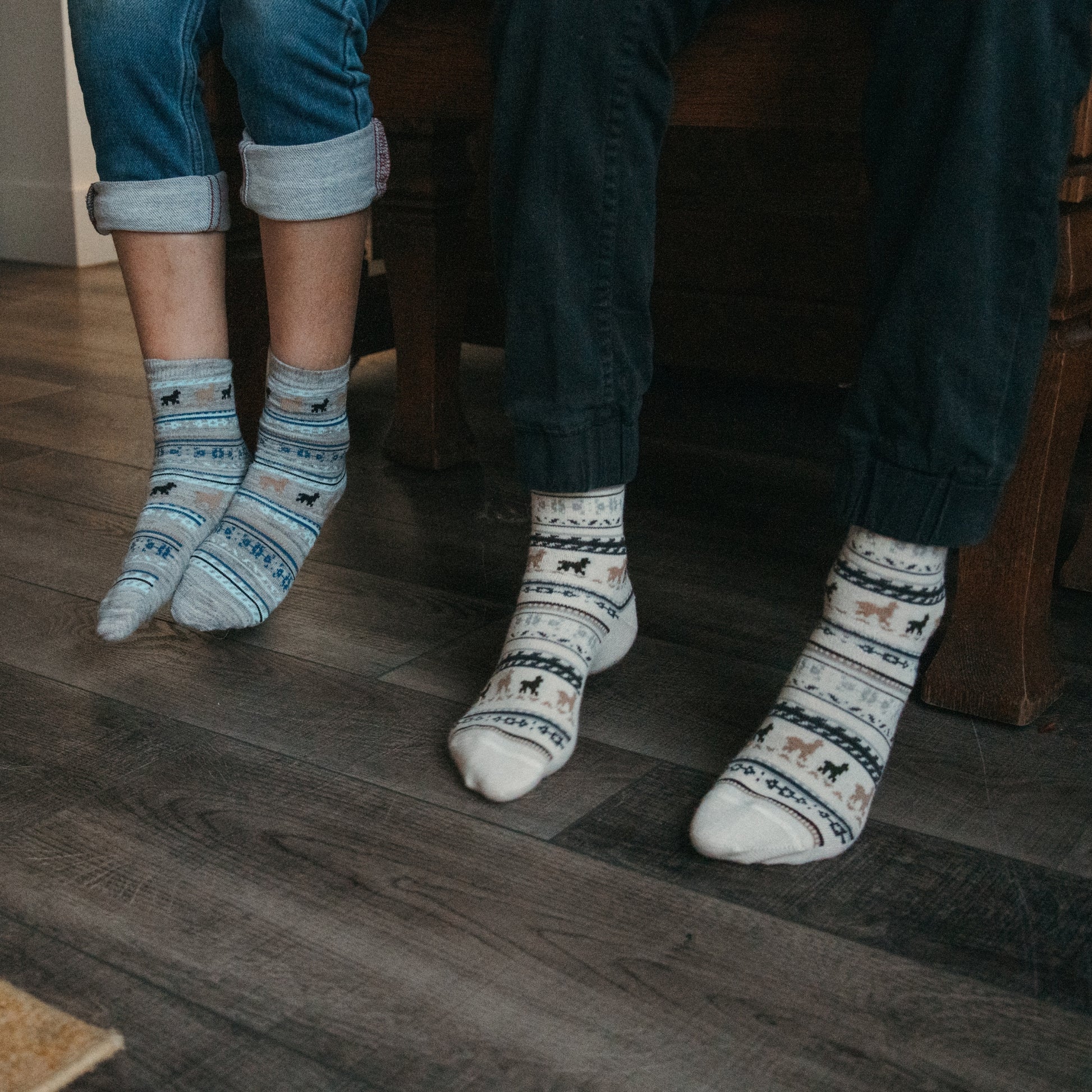 POKOLOKO Print Alpaca Kids Socks #color_white
