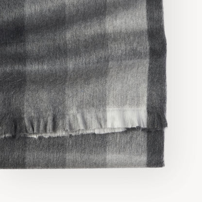 POKOLOKO Fringed Check Alpaca Blanket #color_sterling-check