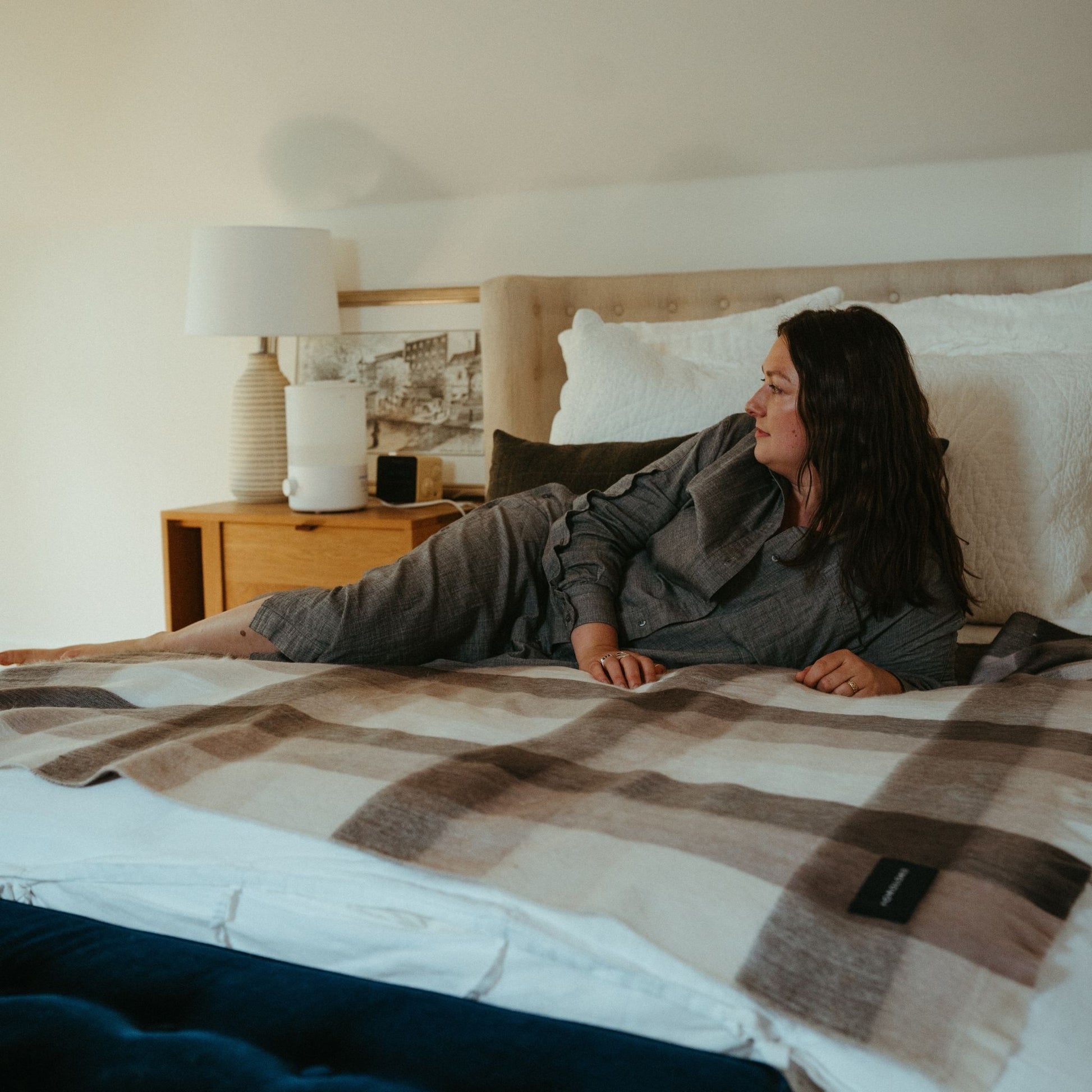 POKOLOKO Large Check Alpaca Blanket #color_walnut-check