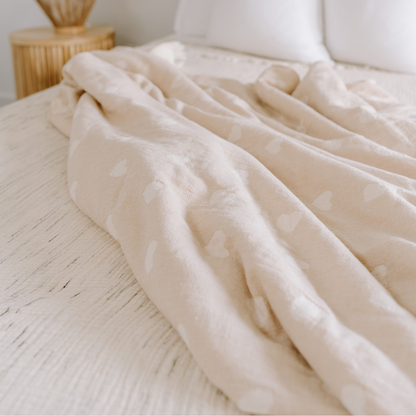 POKOLOKO Have A Heart Fleece Lined Throw #color_have-a-heart-beige