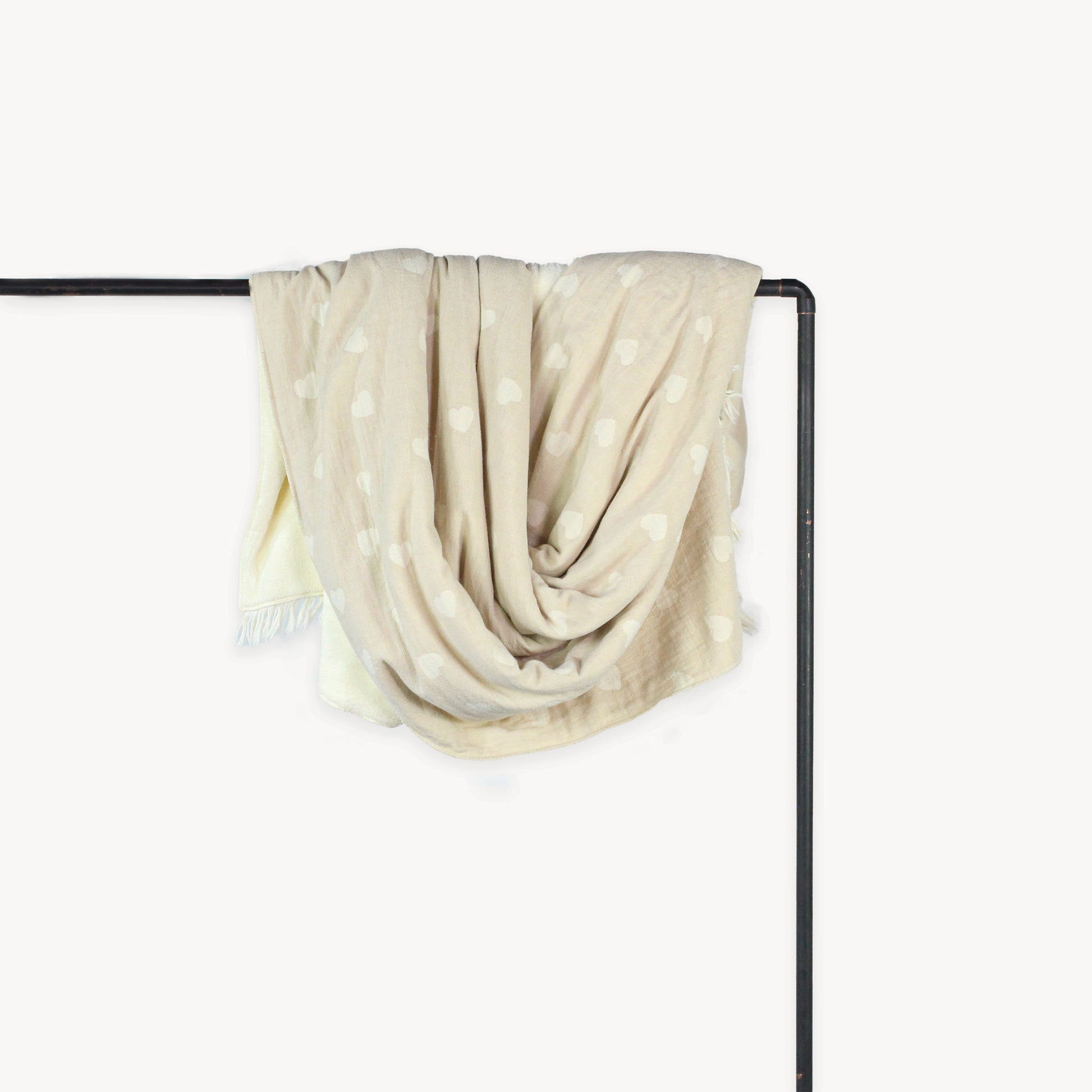 POKOLOKO Have A Heart Fleece Lined Throw #color_have-a-heart-beige