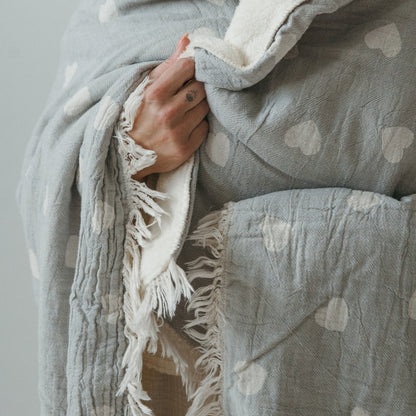 POKOLOKO Have A Heart Fleece Lined Throw #color_have-a-heart-gray