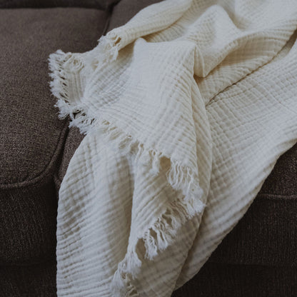 Solid Crinkle Throw #color_ivory