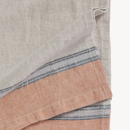 POKOLOKO French Stripe Linen Hand Towel #color_natural-mandarin