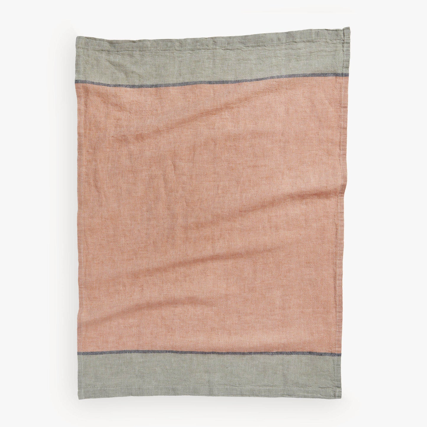 POKOLOKO French Stripe Linen Hand Towel #color_mandarin-sage