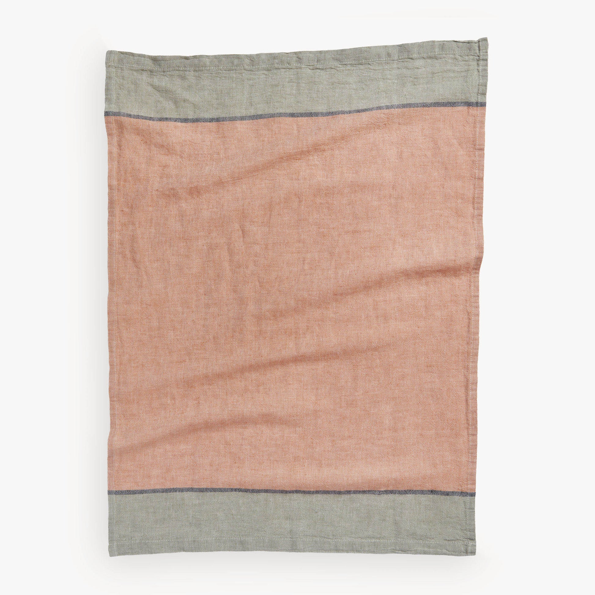 POKOLOKO French Stripe Linen Hand Towel #color_mandarin-sage