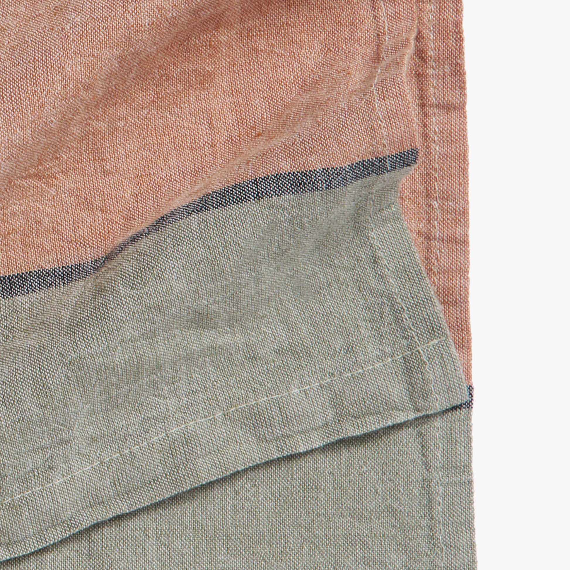POKOLOKO French Stripe Linen Hand Towel #color_mandarin-sage