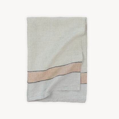 POKOLOKO French Stripe Linen Hand Towel #color_natural-mandarin-grey