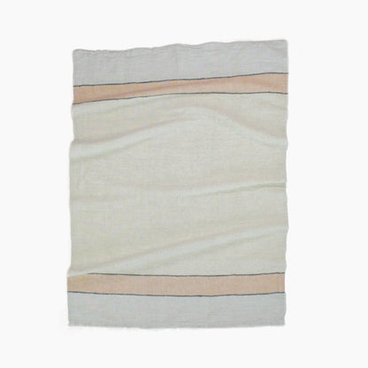 POKOLOKO French Stripe Linen Hand Towel #color_natural-mandarin-grey