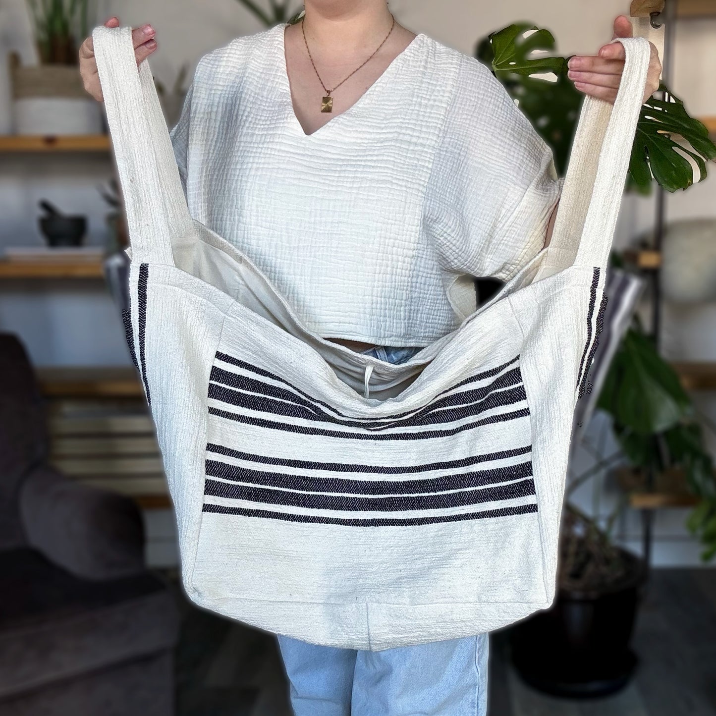 Sac fourre-tout à rayures géantes