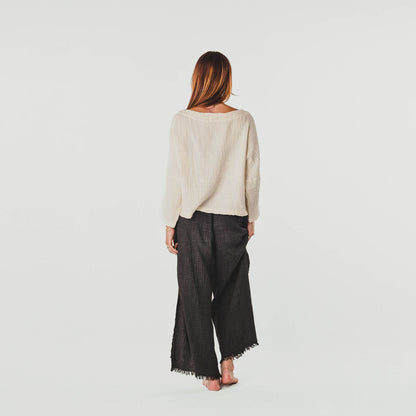 POKOLOKO Crinkle Long Sleeve Boat Top #color_crinkle-cream
