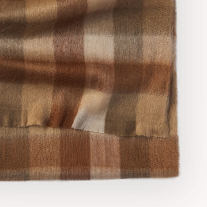 POKOLOKO Alpaca Seamless Check Scarf #color_cinnamon-check