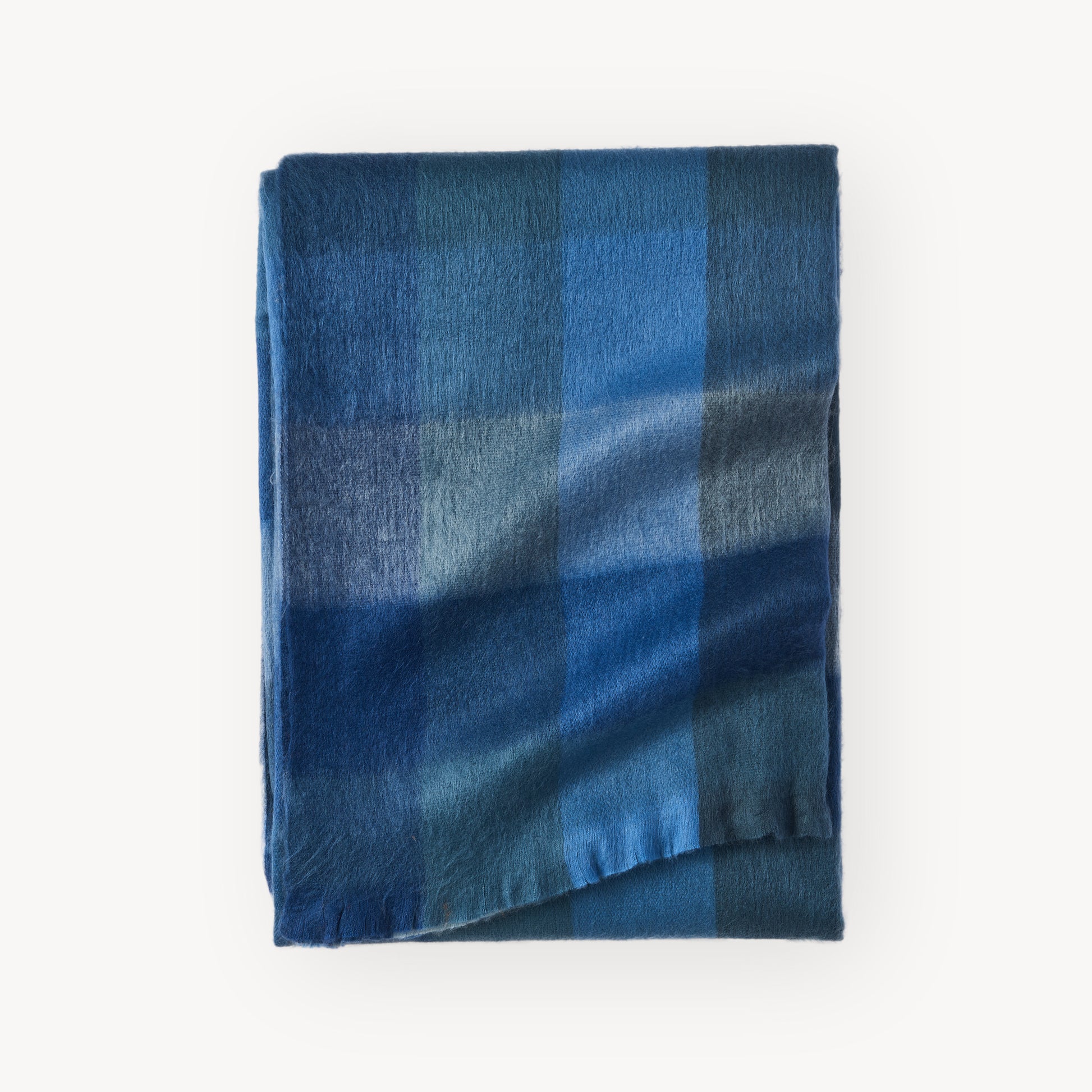 POKOLOKO Fringed Check Alpaca Blanket #color_waterfall-check