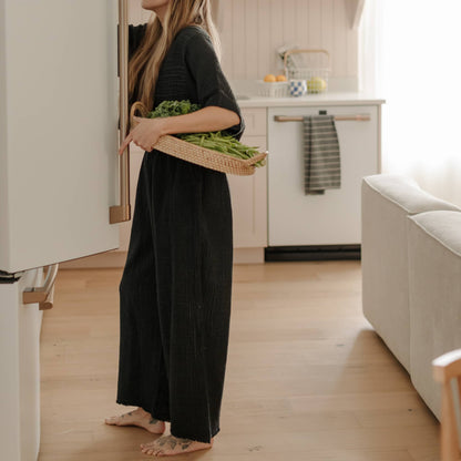 POKOLOKO Crinkle Palazzo Pants #color_crinkle-black