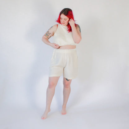 POKOLOKO Crinkle Relaxed Shorts #color_crinkle-cream