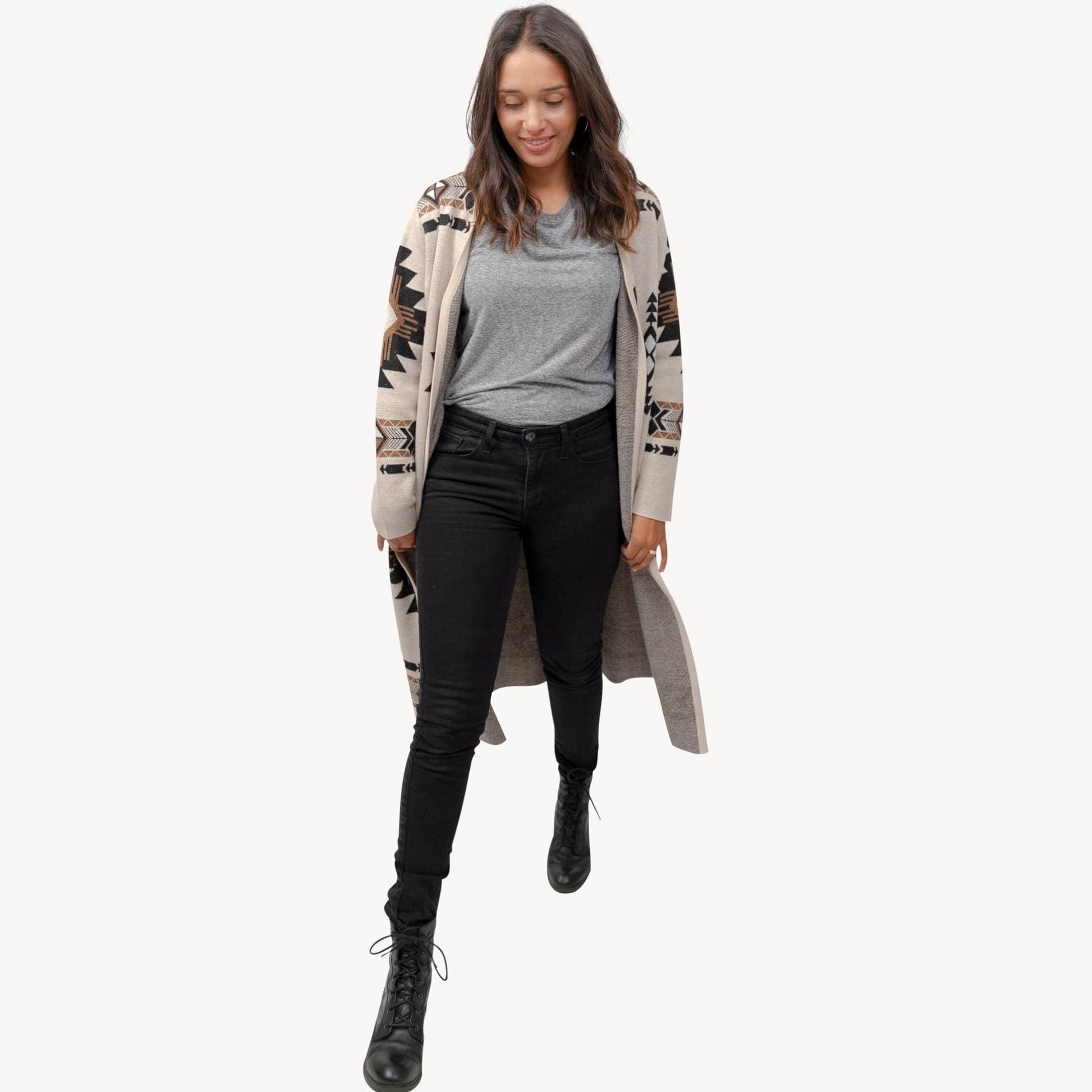 POKOLOKO Long Jacquard Sweater #color_beige-jacquard