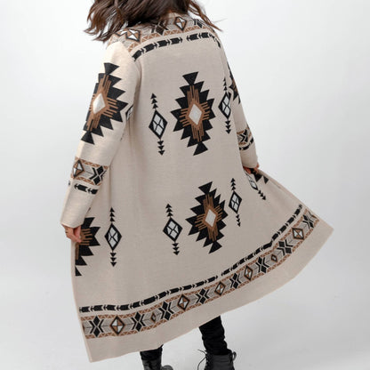 POKOLOKO Long Jacquard Sweater #color_beige-jacquard