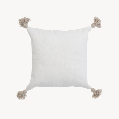POKOLOKO Solid Moroccan Pom Pom Pillow - 20x20 #color_beige-pom