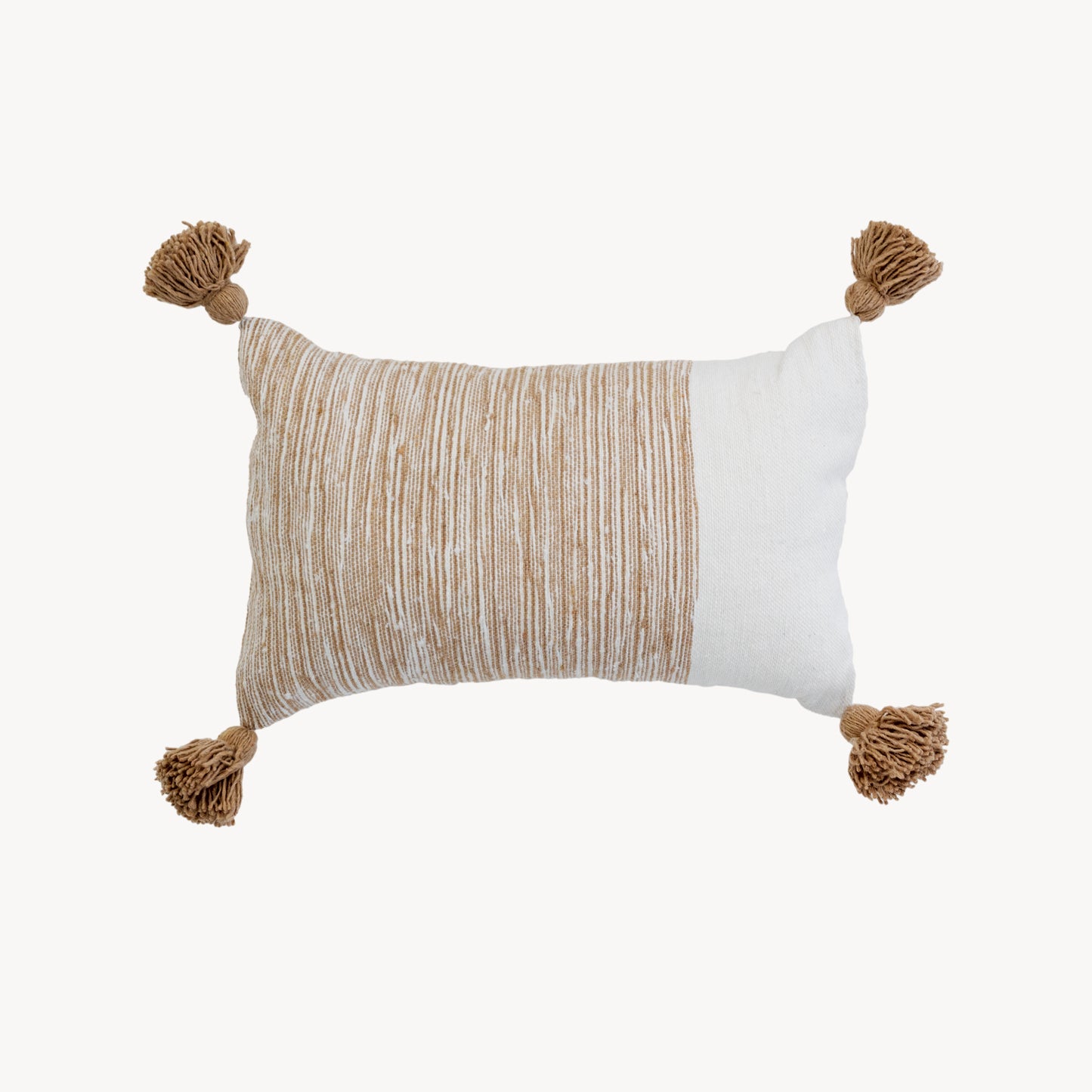 POKOLOKO Dipped Moroccan Pom Pom Lumbar Pillow - 12x20 #color_dipped-coco