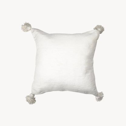 POKOLOKO Solid Moroccan Pom Pom Pillow - 20x20 #color_white-pom