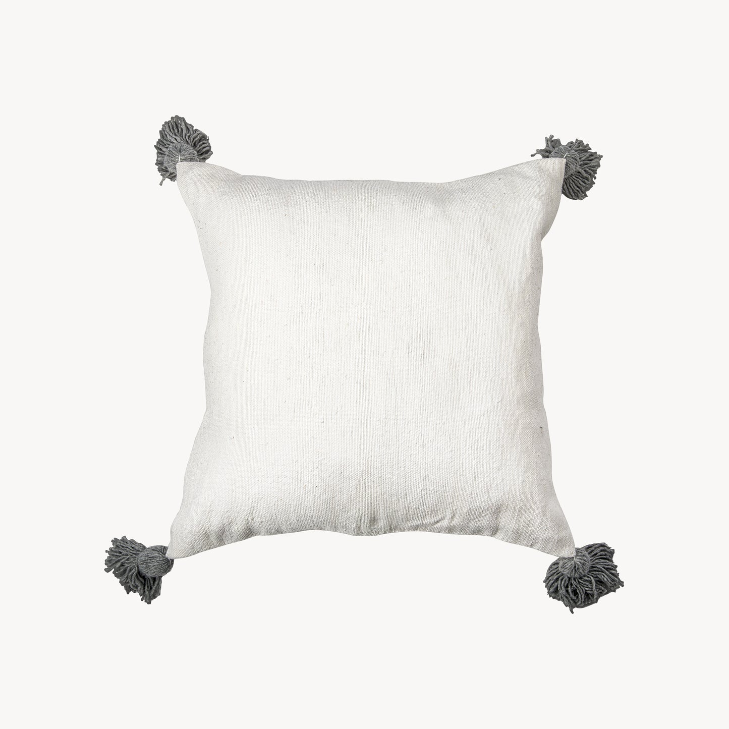 POKOLOKO Solid Moroccan Pom Pom Pillow - 20x20 #color_light-grey-pom