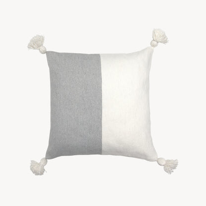 POKOLOKO Half Light Grey Pom Pom Pillow - 20x20" #color_half-light-grey