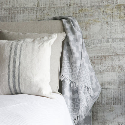 POKOLOKO Middle Stripe Light Grey Pillow - 18x18"