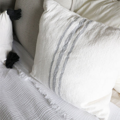 POKOLOKO Middle Stripe Light Grey Pillow - 18x18"