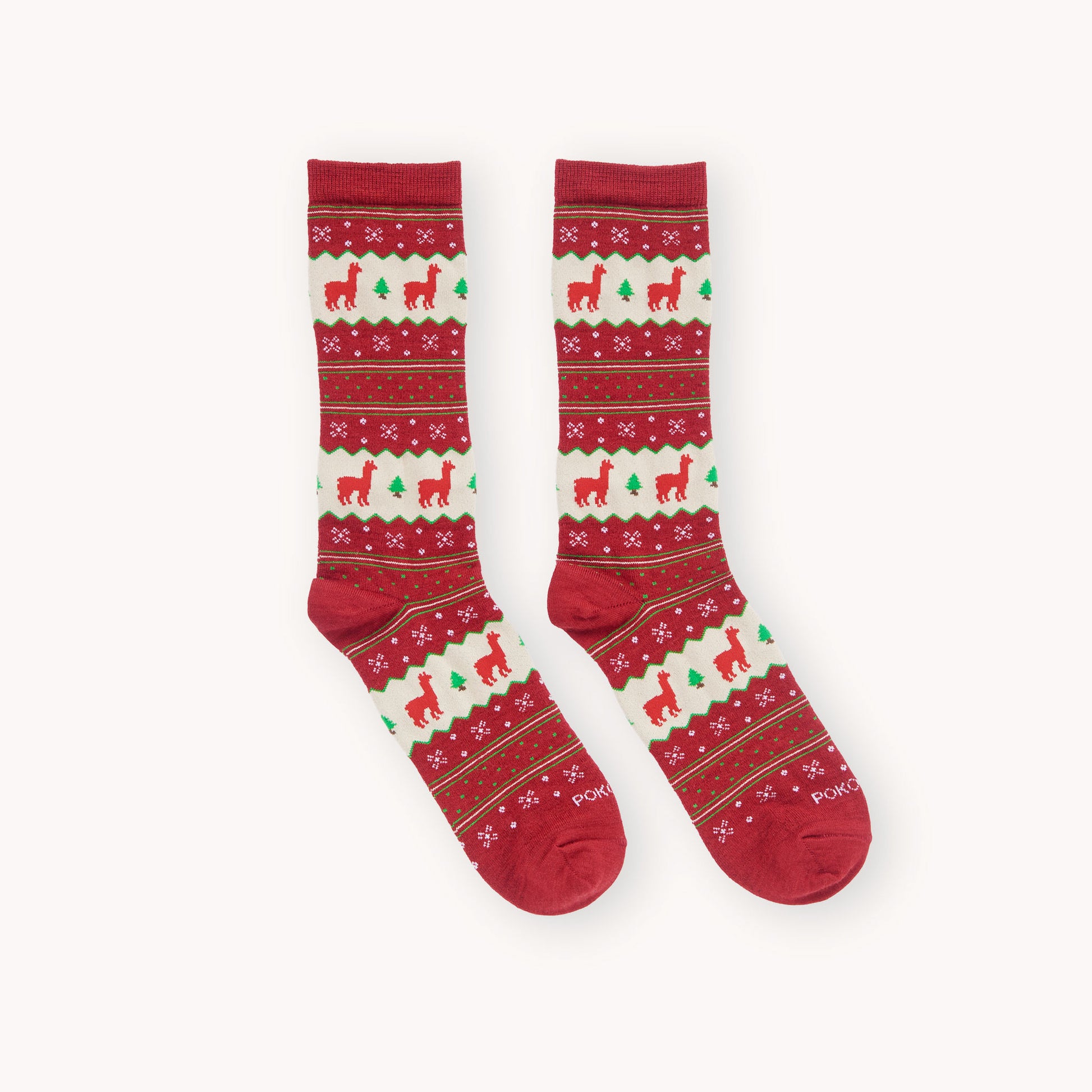 POKOLOKO Holiday Stripe Alpaca Socks #color_red-holiday