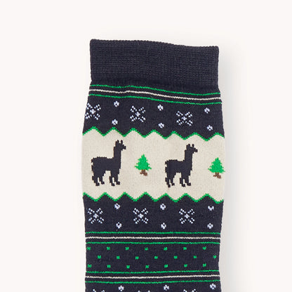 POKOLOKO Holiday Stripe Alpaca Socks #color_black-holiday