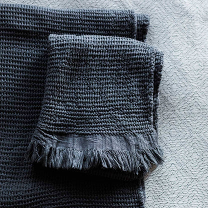POKOLOKO Wave Hand Towel #color_charcoal-wave