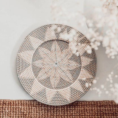 POKOLOKO Rattan Wall Plate #color_plate-grey-cream