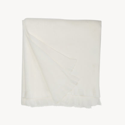 POKOLOKO Solid Fringed Alpaca Throw #color_coconut