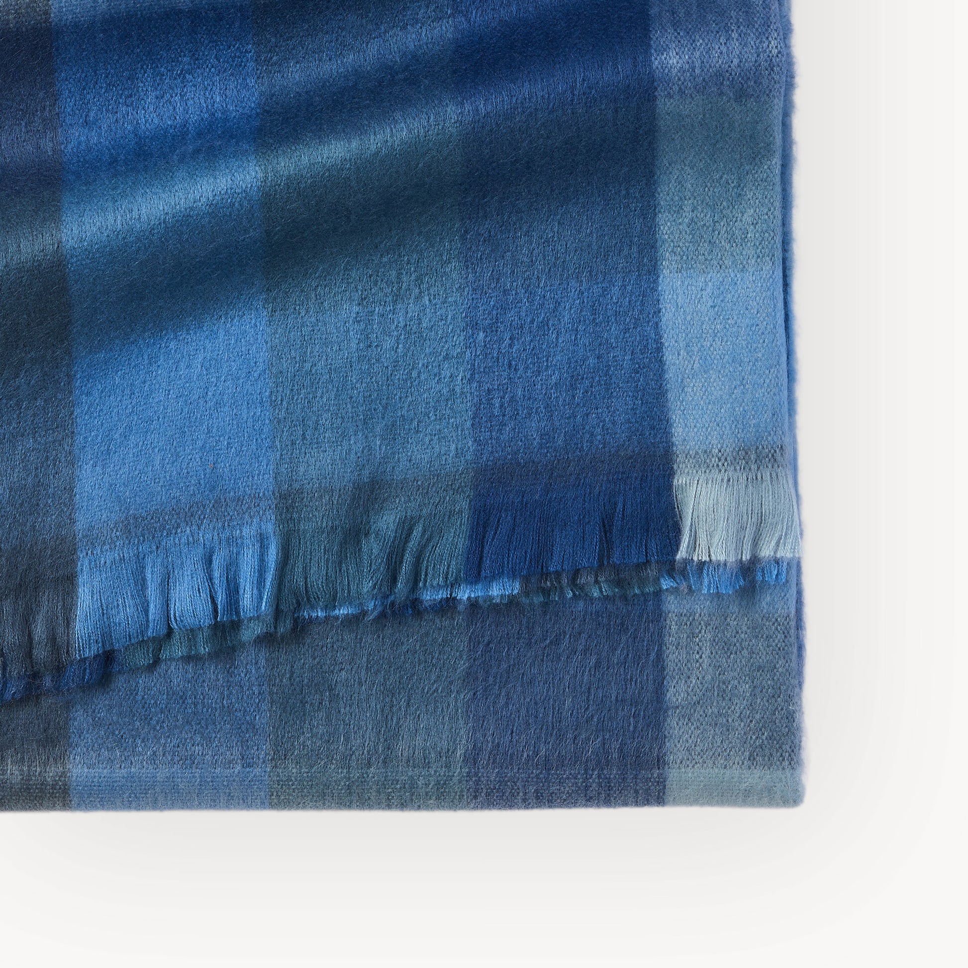 POKOLOKO Fringed Check Alpaca Blanket #color_waterfall-check