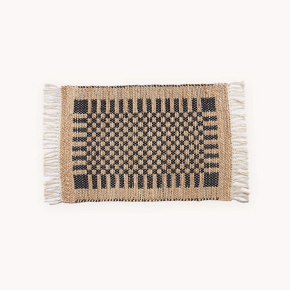POKOLOKO Check Jute Floor Mat #color_black-check