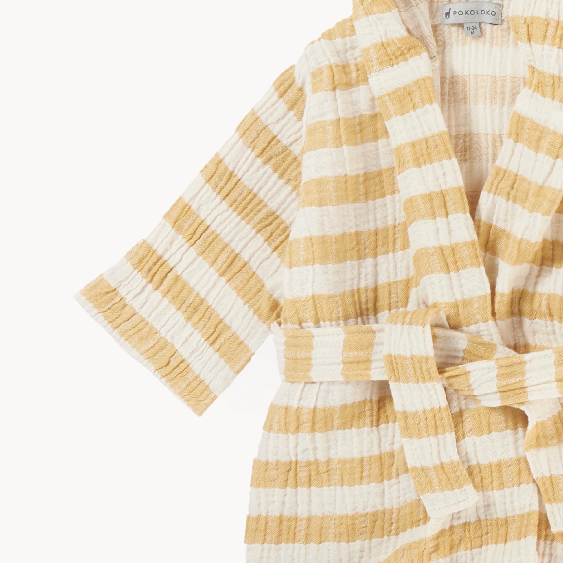 POKOLOKO Striped Crinkle Kids Robe #color_marigold