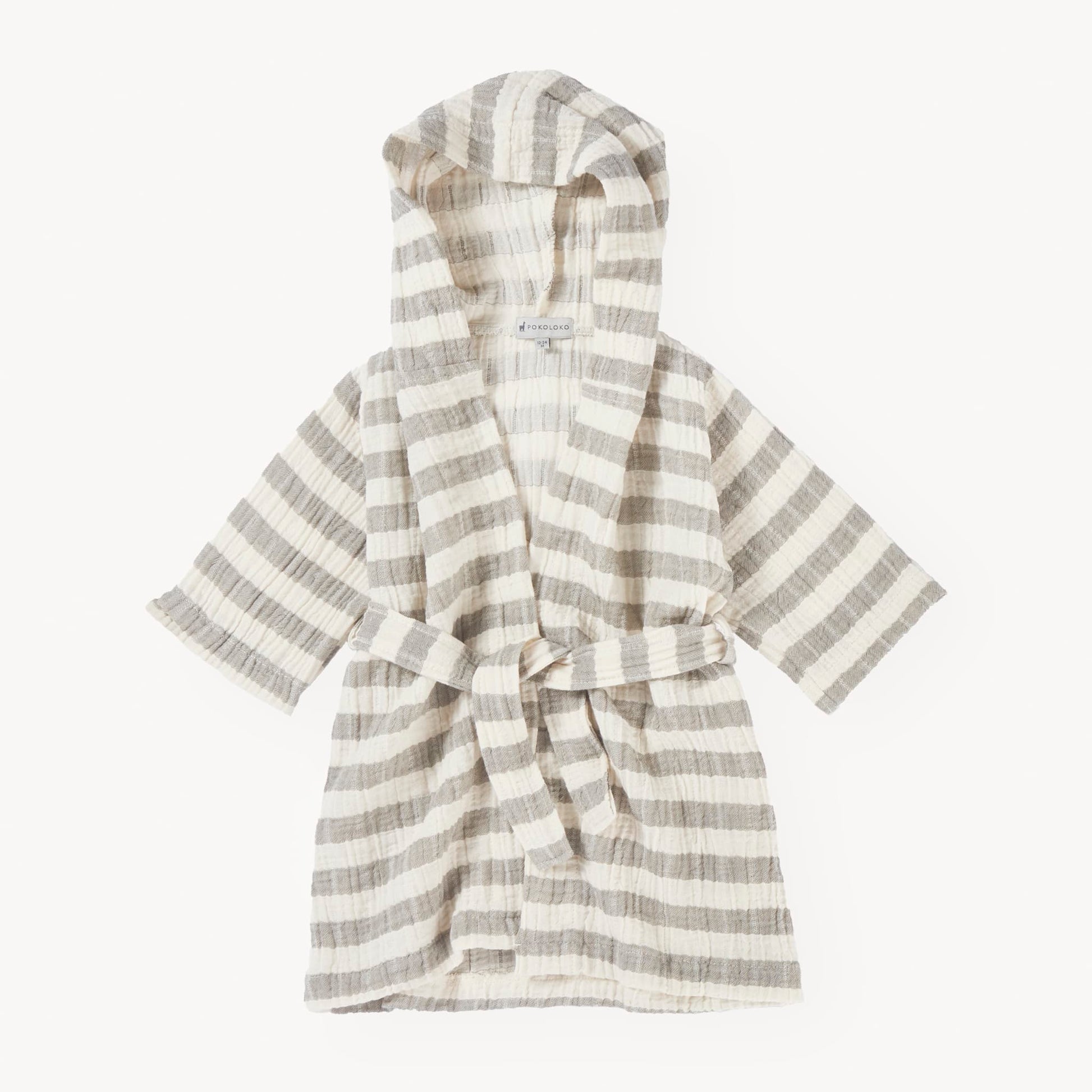 POKOLOKO Striped Crinkle Kids Robe #color_moss
