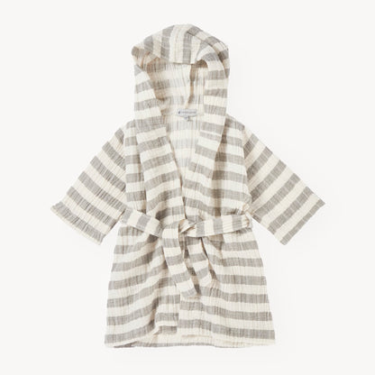 POKOLOKO Striped Crinkle Kids Robe #color_moss