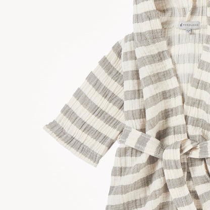 POKOLOKO Striped Crinkle Kids Robe #color_moss