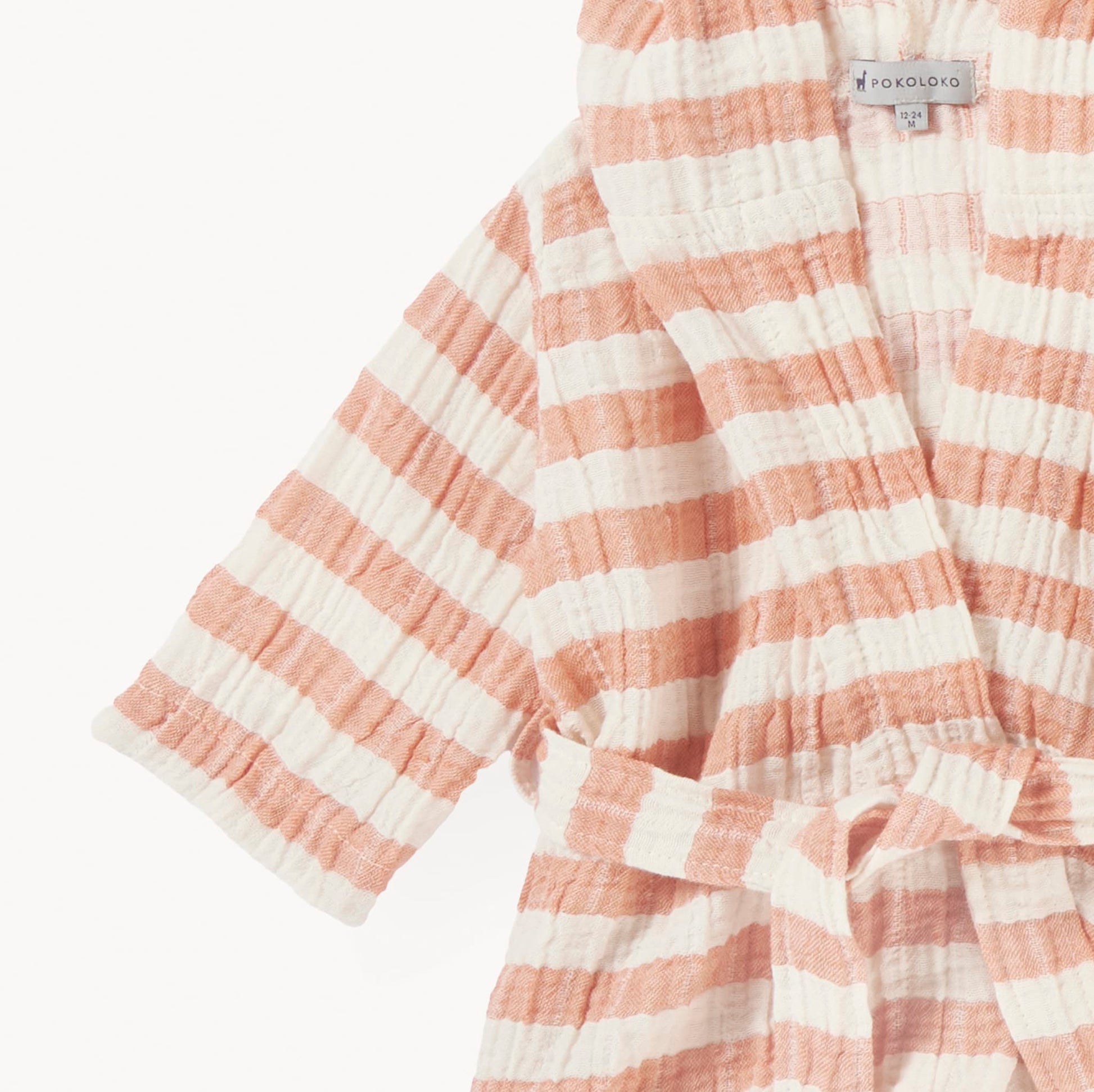 POKOLOKO Striped Crinkle Kids Robe #color_mandarin