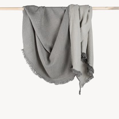 POKOLOKO Solid Crinkle Throw #color_charcoal-grey