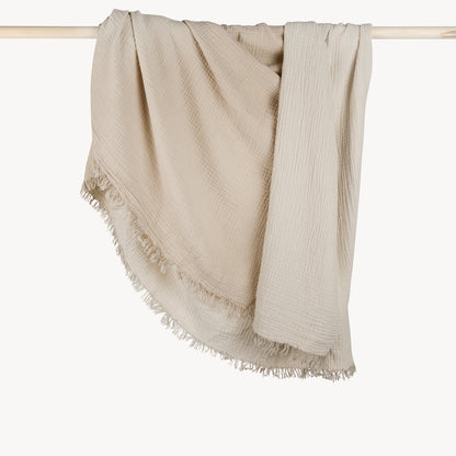 POKOLOKO Solid Crinkle Throw #color_fawn-beige-crinkle