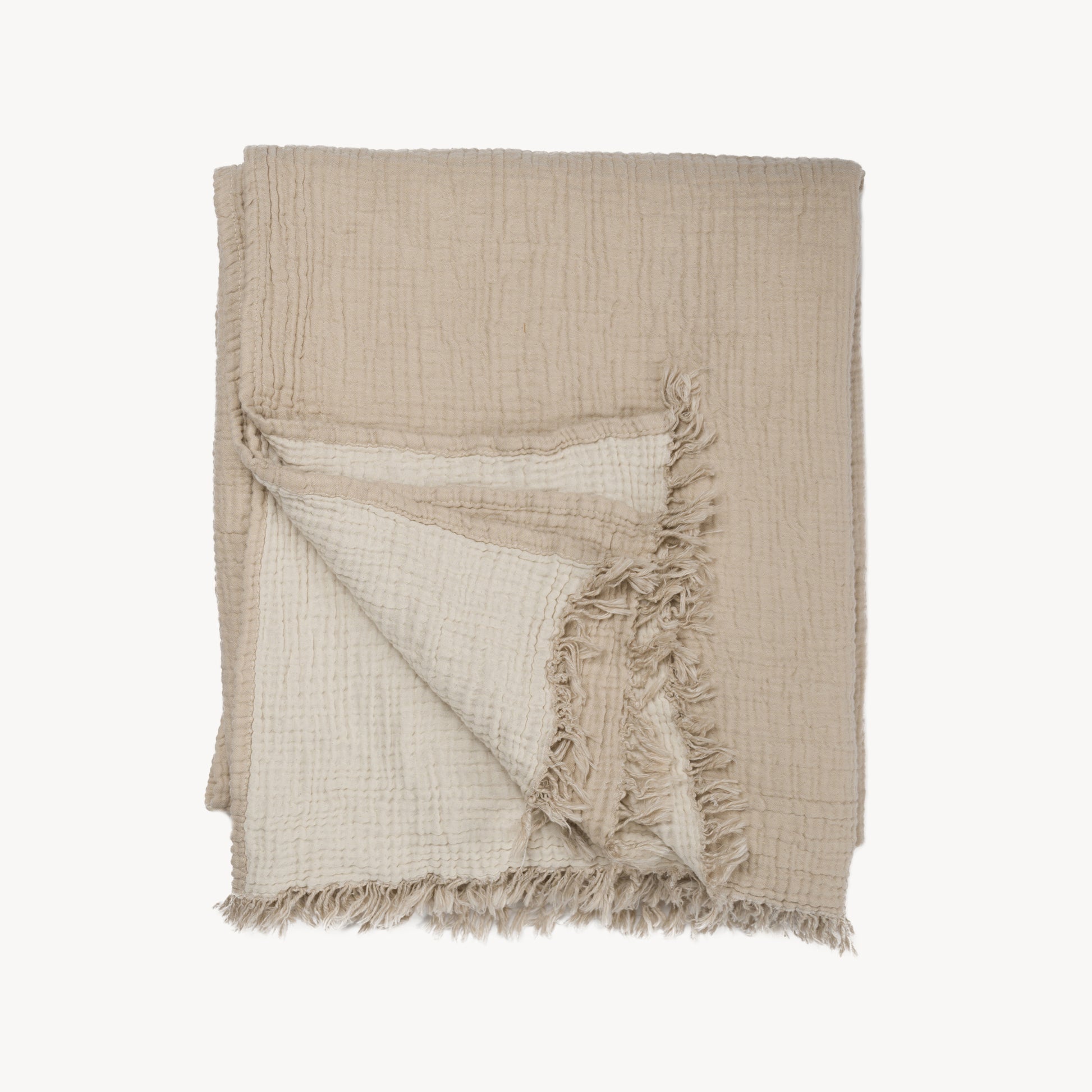 POKOLOKO Solid Crinkle Throw #color_fawn-beige-crinkle
