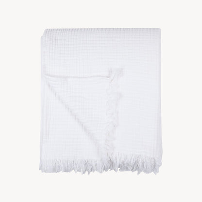 POKOLOKO Solid Crinkle Throw #color_white-crinkle