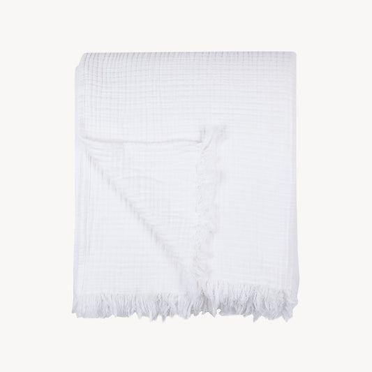 POKOLOKO Solid Crinkle Throw #color_white-crinkle