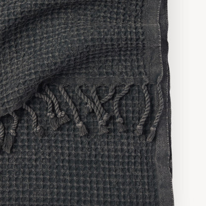 POKOLOKO Stonewashed Waffle Hand Towel #color_stonewashed-charcoal